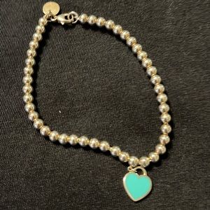 Tiffany Blue Heart Tag Bead Bracelet